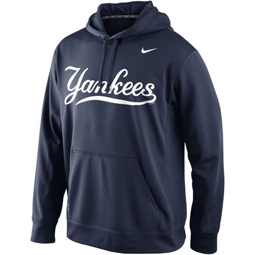 New York Yankees Nike Men's KO Wordmark Perfomance Navy MLB Hoodie - Click Image to Close